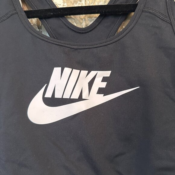 Nike Black Sports Bra Large | White Logo Dri-FIT - Picture 3 of 5